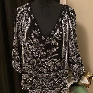 Black and white floral blouse